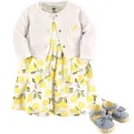 Hudson Baby Newborn Baby Girls' Cardigan, Dress & Shoes 3pc Set, Size: 3-6 Months, Lemon