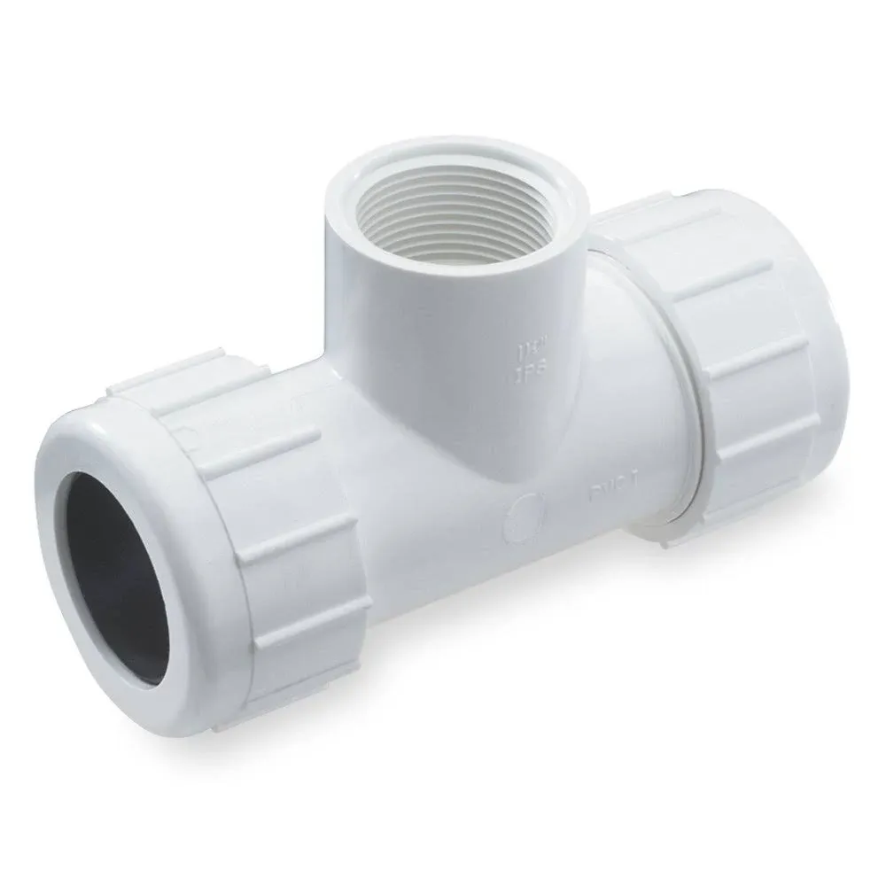 NDS CPT-1250-T 1-1/4-Inch Threaded PVC Compression Tee