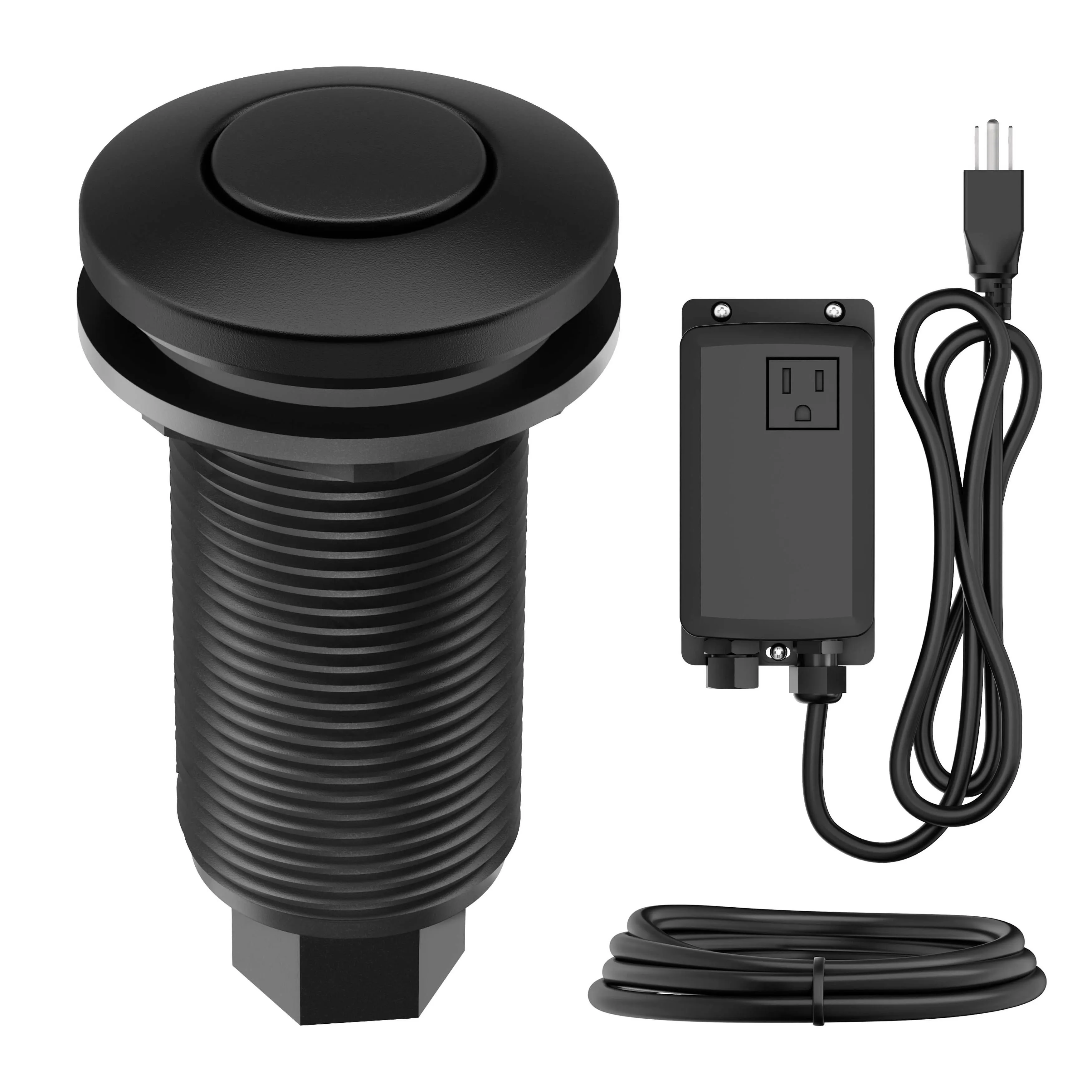 KRAUS Garbage Disposal Push Button Air Switch Kit in Matte Black