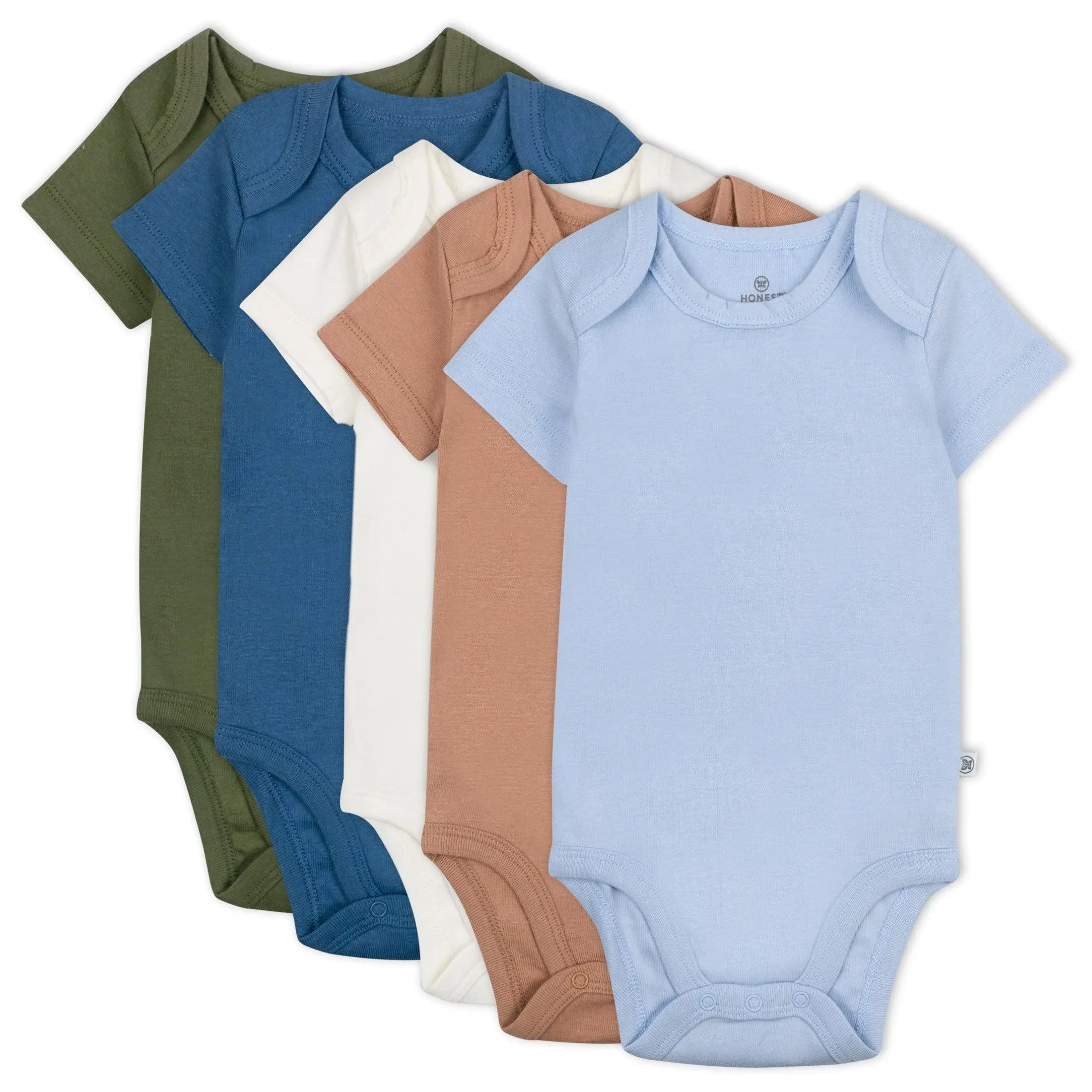 HonestBaby Baby Short Sleeve One-Piece 100% Organic Cotton Bodysuits (5 Pack)