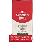 Seattle's Best Coffee 6th Avenue Bistro Dark Roast Ground Coffee | 12 Ounce Bags (Pack of 3)