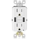 Leviton GUSB1-W 15A SmartlockPro GFCI Combination 24W Type A USB In-Wall Charger Outlet