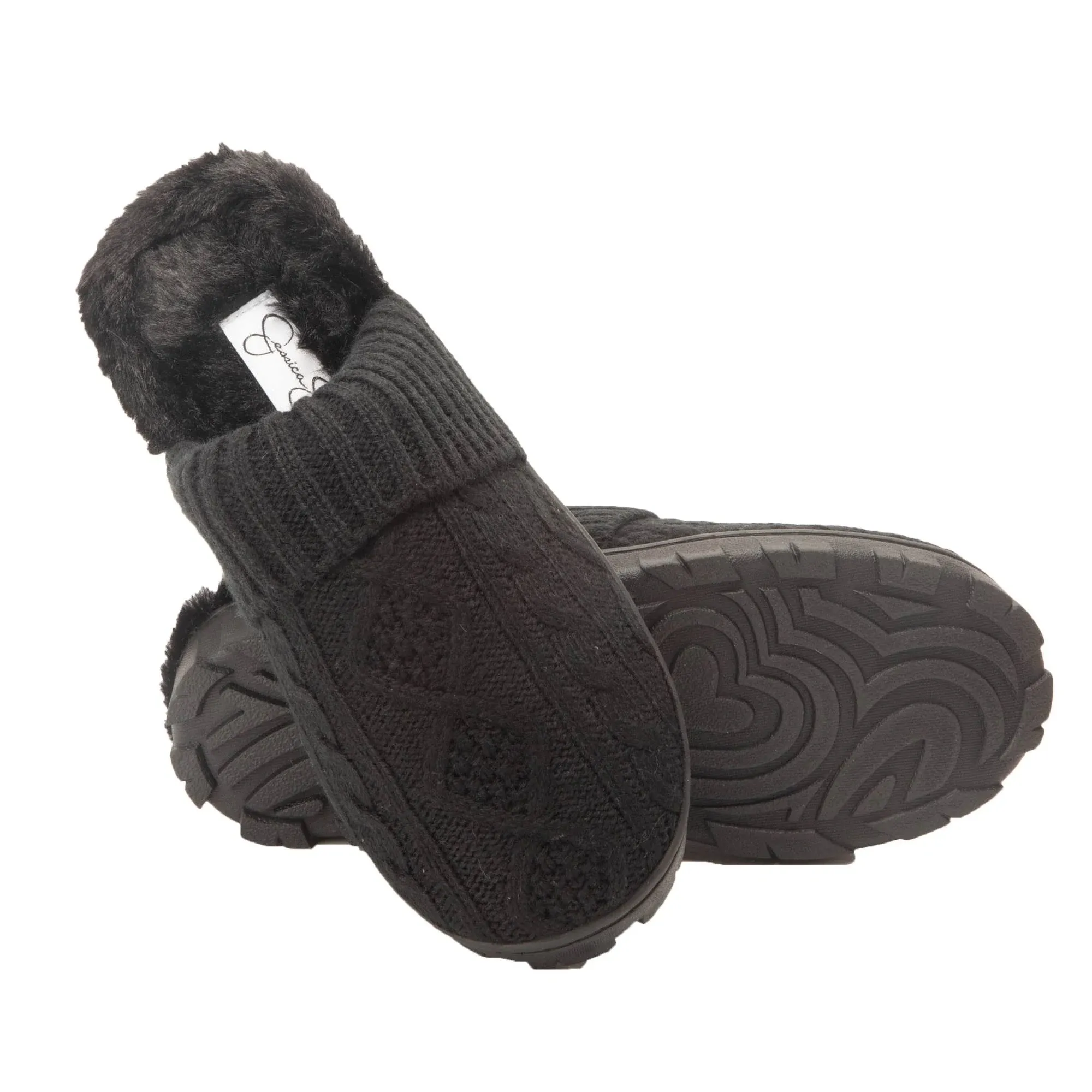 Jessica Simpson Women's Soft Cable Knit Slippers With Indoor/Outdoor Sole