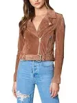 [BLANKNYC] womens Luxury Clothing Cropped Suede Leather Motorcycle Jackets, Comfortable & Stylish Coats