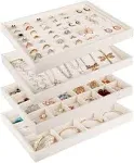 Mebbay Large Stackable Velvet Jewelry Trays Organizer