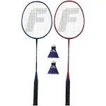 Versatile 2-Player Badminton Set with Smooth Grip Handles - Red, Blue, and Stars