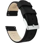 Barton Watch Bands Choices, Choices! Leather Watch Band + Black Stitching // Black (22mm)