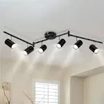 6-Light Track Lighting Fixtures Ceiling, GU10 Black Led Ceiling Spotlight, Modern Track Light Kit for Kitchen Bedroom Living Room