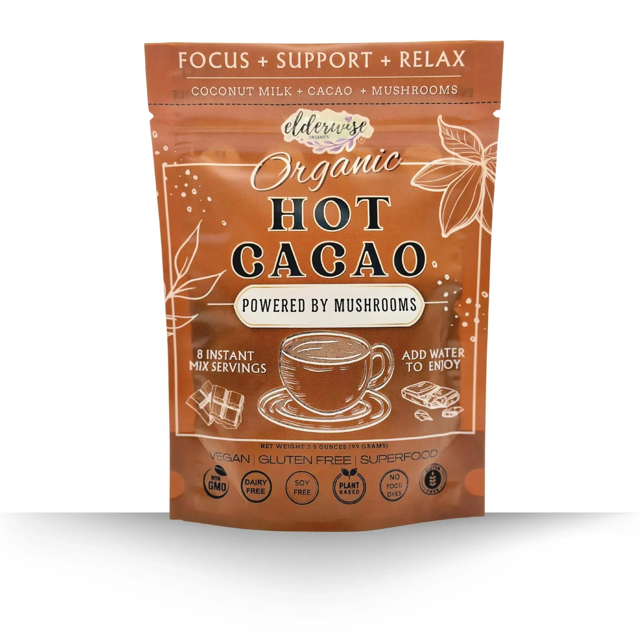 Elderwise Organics Hot Cacao Instant Beverage