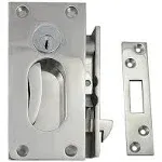 White Water S12-410 Stainless Steel Sliding Door Lock Set with Key