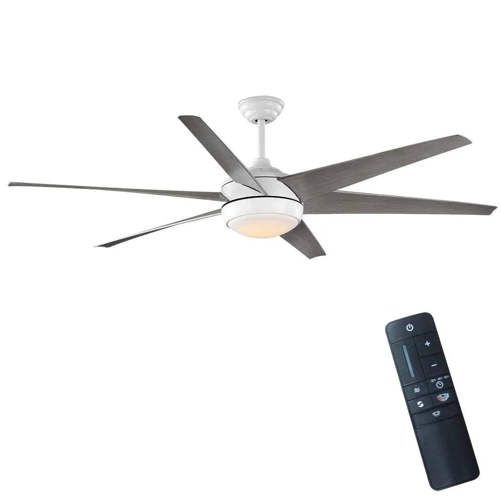 Windward 68 in. White Color Changing Integrated LED Matte White Ceiling Fan with DC Motor Light Kit and Remote Control