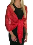 ShineGlitz 1920s Wedding Shawl, Metallic Sparkle Party Formal Shawls and Wraps for Evening Dresses Red Scarfs for Women