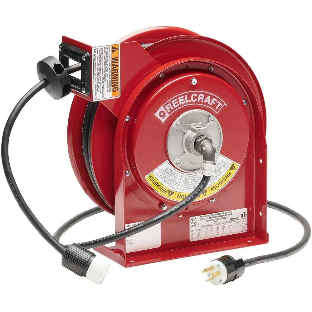 Reelcraft L-4545-123-3A - 12/3 x 45 ft. 20A, Single Outlet Electric Cord Reel