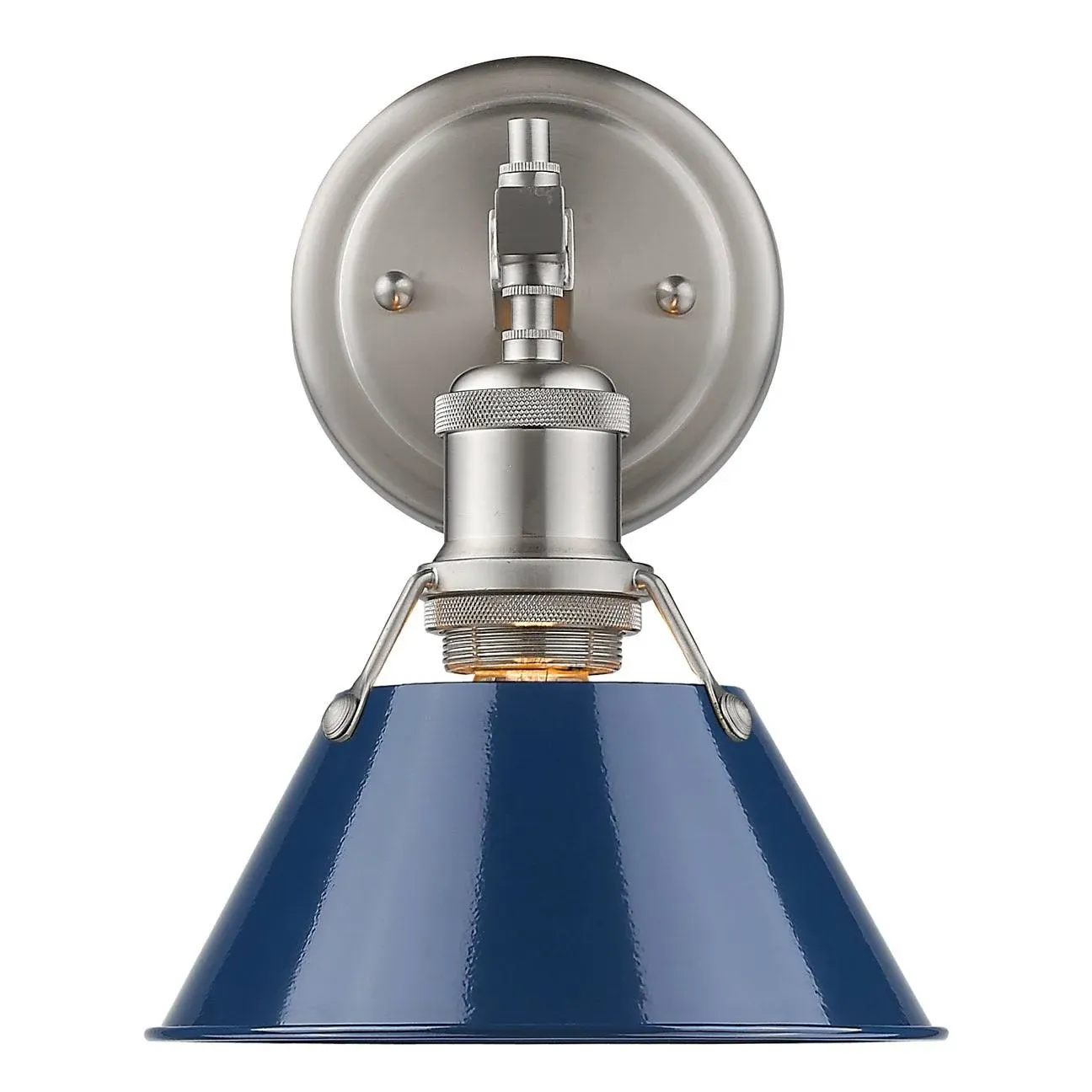 Orwell 1 Light Vanity In Pewter With Navy Blue Steel Shade(s) (3306-BA1 PW-NVY)