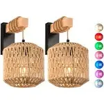 Sconces Wall Decor Set Of 2 Battery Operated,Rechargeable Wall Scones,led Wall Sconces,rattan Wall Sconce,wall Lights Battery Operated,battery Sconces Wall Lighting Indoor,rustic Farmhouse Lamps ( Col