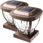 Home Zone Security 4 x 4 Solar LED Post Cap Lights, 2 Pack - Bronze