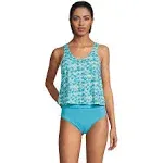 Women's Lands' End Chlorine Resistant V-neck One-Piece Fauxkini Swimsuit