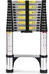 Telescoping Ladder, SocTone 12.5 ft Aluminum Lightweight Extension Ladder with 2 Triangle Stabilizers, Heavy Duty 330lbs Max Capacity