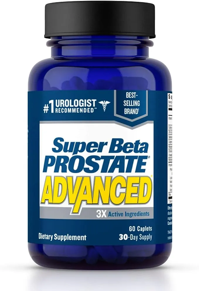 Suplemento para la Próstata Avanzada Super Beta Prostate para Hombres: Reduce los Viajes Al Baño, Promueve el Sueño, Apoya la Salud Urinaria y el Vaciado de la Vejiga. Beta Sitosterol No Saw Palmetto. (60 Cápsulas, 1 Botella)