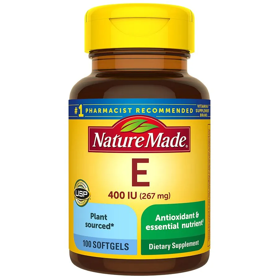 Nature Made 100% Natural Vitamin E, 400 IU, Softgels 100 ea