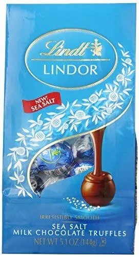 Lindt LINDOR Sea Salt Milk Chocolate Truffles, Candy with Smooth