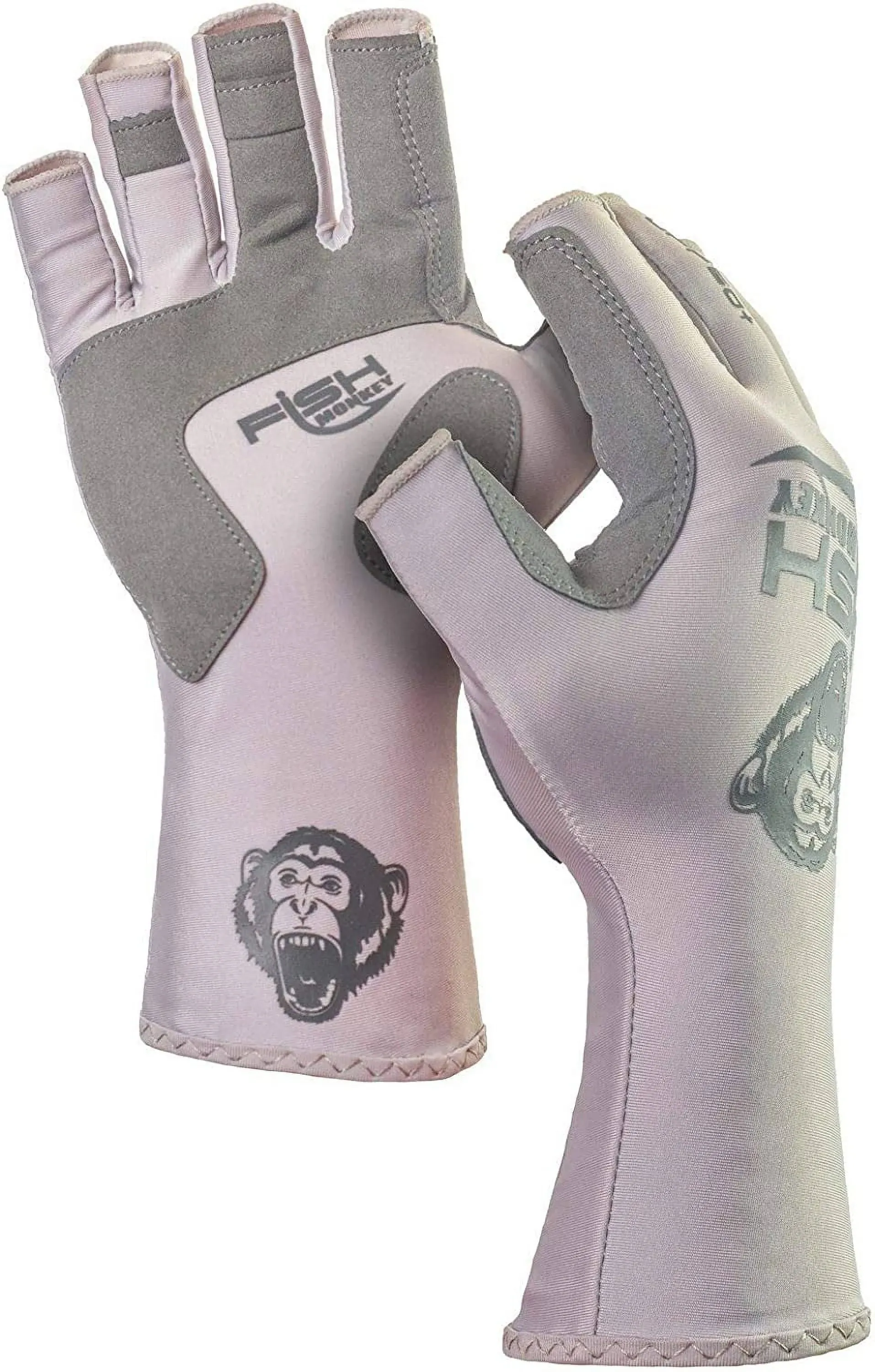 Fish Monkey FM11-GREYWTRCA<wbr/>M-M HalfFinger Guide Glove, UPF+50 NWT